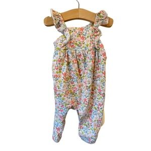 Carter's‎ - Infant Girl's Floral Romper w/ruffles pink/peach/blue/green - 3 mos.
